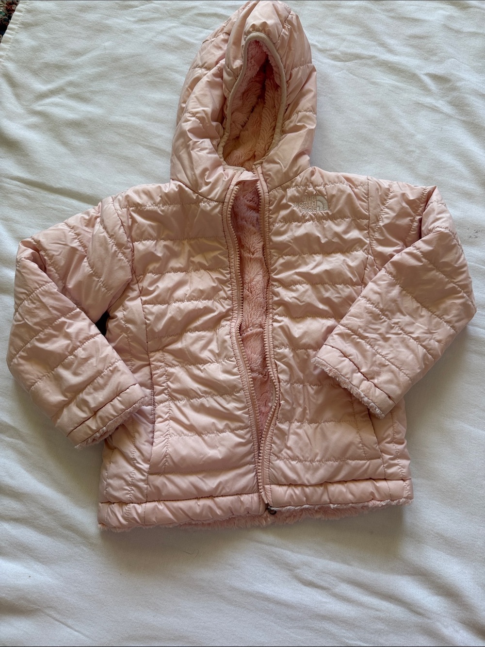 The North Face Light Pink Hooded Puffer Jacket - Girls